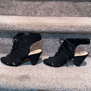 Vince Camuto black genuine leather.